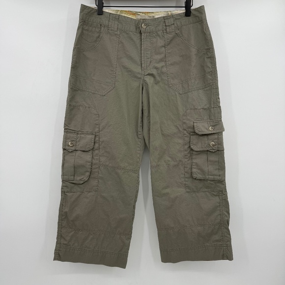 Columbia Capris Women 10 Green Pants Outdoor Lightweight Cotton Pockets 90s Y2K - Picture 1 of 11